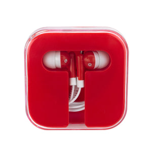 Ear Buds In Compact Case - Red With Red