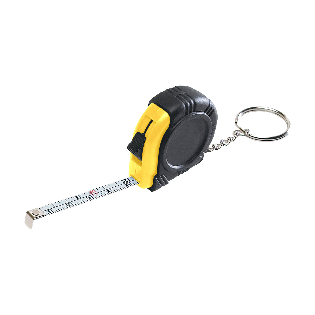 Rubber Tape Measure Key Tag With Laminated Label - Yellow With Black
