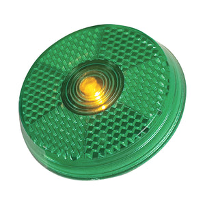 Round Blinking Light With Back Clip - Green