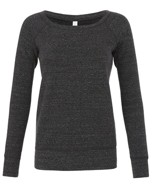 BELLA + CANVAS Ladies' Sponge Fleece Wide Neck Sweatshirt - Charcoal Black Triblend