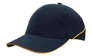 6 Panel BHC Cap Sandwich & Crown Piping - Custom Embroidered - HP_4103 - Navy with Gold