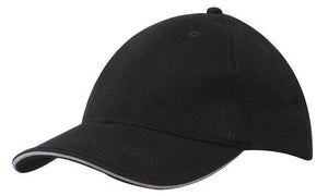 Best Value Cotton Sports Cap with Sandwich Brim - HP_4176 - Black with White