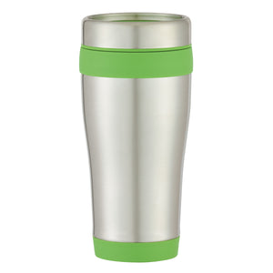 15 Oz. Stainless Steel Aspen Tumbler - Silver With Green