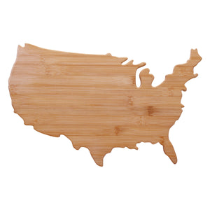USA Shape Bamboo Cutting Board - Natural