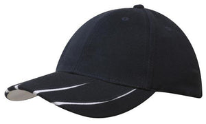 6 Panel BHC Cap with Peak Inserts - Custom Embroidered - HP_4018 - Navy with White