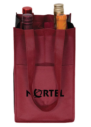 Burgundy / Black 4 Bottle Non-Woven Wine Bag