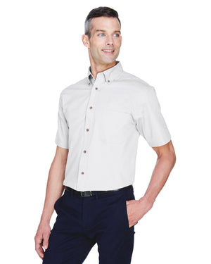 Harriton Men's Easy Blend™ Short-Sleeve Twill Shirt with Stain-Release