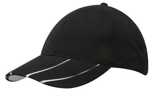 6 Panel BHC Cap with Peak Inserts - Custom Embroidered - HP_4018 - Black with White