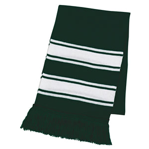 Two-Tone Knit Scarf With Fringe - Forest Green