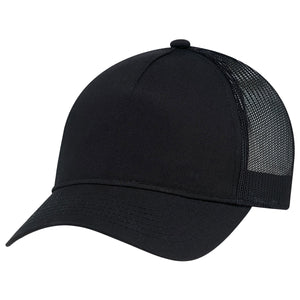 Constructed Full-Fit-Five Mesh Back Cap with Ponytail opening - Black