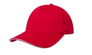 6 Panel Chino Twill Cap with Sandwich - Custom Embroidered - HP_4080 - Red with White