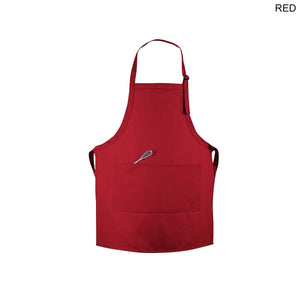 Twill Bib Apron with 2 Pockets - Red