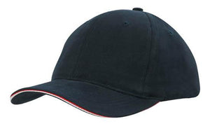 6 Panel HBC Double Sandwich Cap - Custom Embroidered - HP_4212 - Navy with Red and White