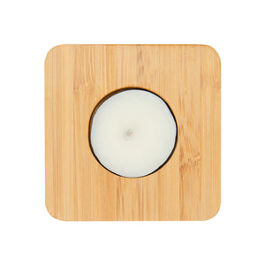 Bamboo Tea Light Candle Holder With Candle - Natural