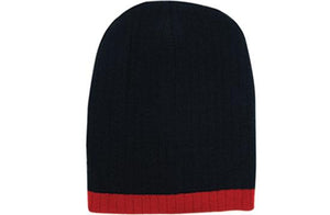 Two Tone Cable Beanie - Custom Embroidered - HP_4195 - Black with Red