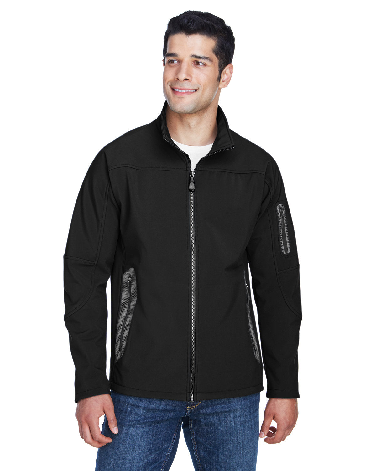 North End Men's Three-Layer Fleece Bonded Soft Shell Technical Jacket - Front