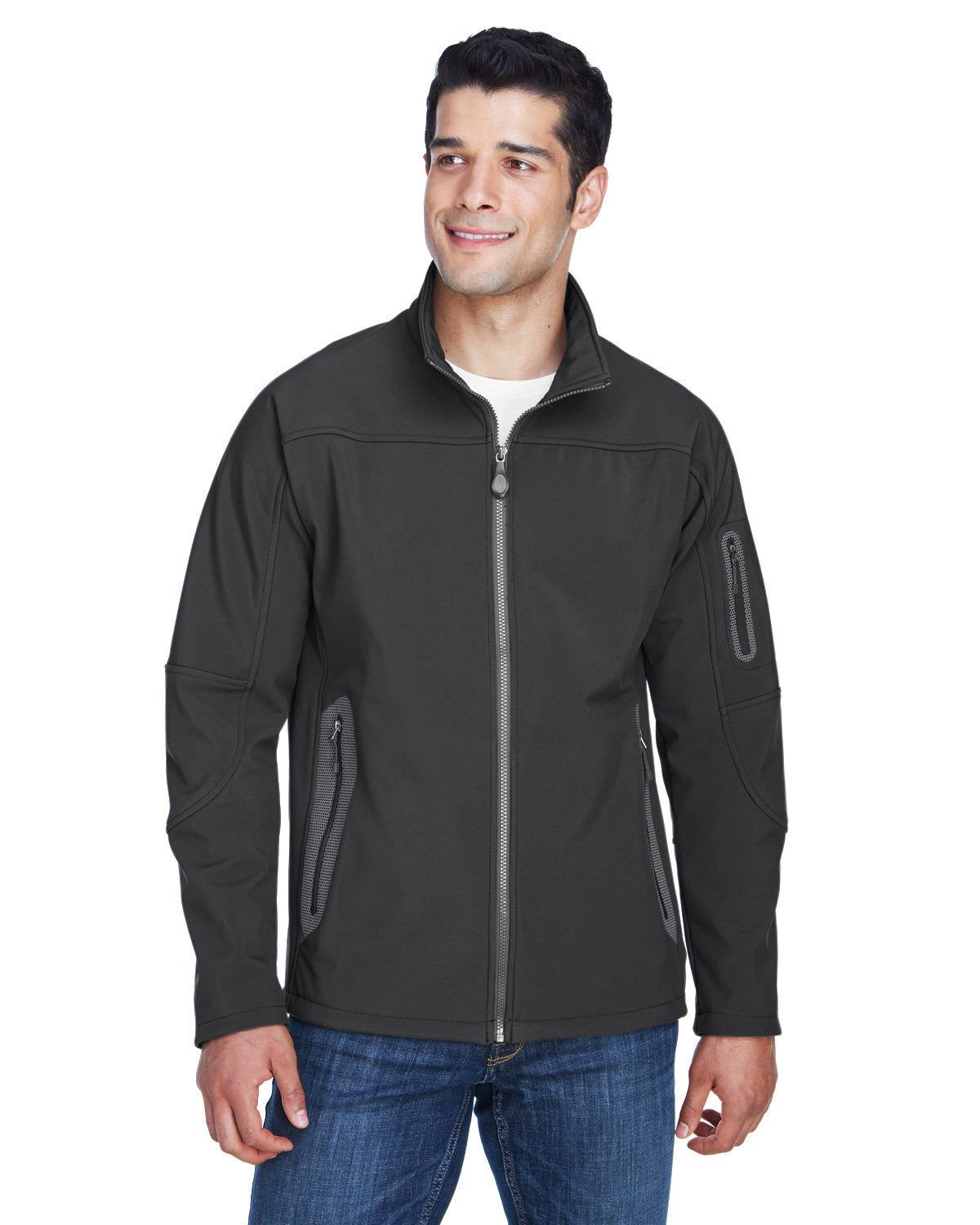 North End Men's Three-Layer Fleece Bonded Soft Shell Technical Jacket - Graphite