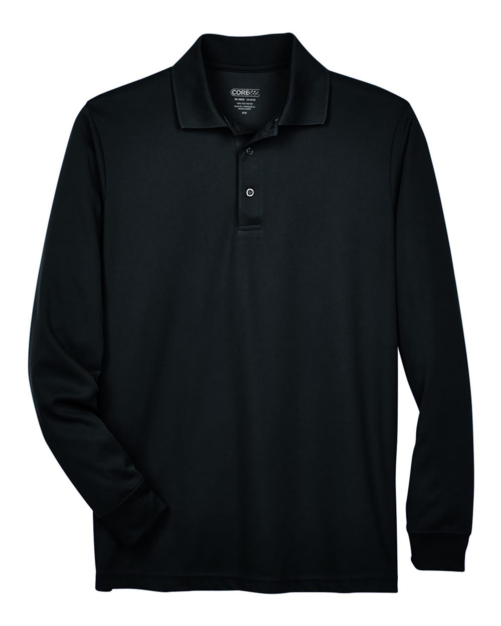 CORE365 Men's Tall Pinnacle Performance Long-Sleeve Piqué Polo - Black