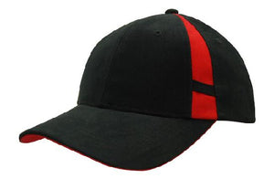 6 Panel Hbc Cap with Crown Inserts - Custom Embroidered - HP_4096 - Black with Red