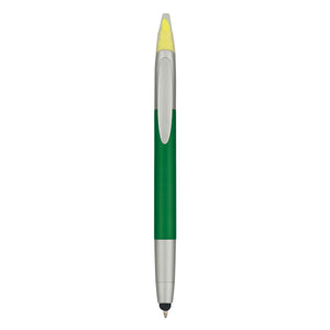 3-In-1 Pen With Highlighter and Stylus - Green