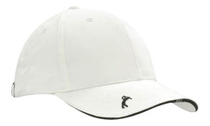 6 Panel Chino Twill Golf Cap - Custom Embroidered - HP_4118 - White