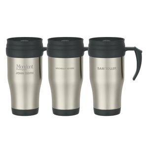 16 Oz. Stainless Steel Travel Mug With Slide Action Lid And Plastic Inner Liner