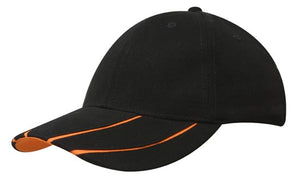 BHC Cap with Hi-Vis Peak Inserts - Custom Embroidered - HP_4019 - Black with Orange