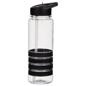 24 Oz. Tritan™ Banded Gripper Bottle With Straw - Clear With Black