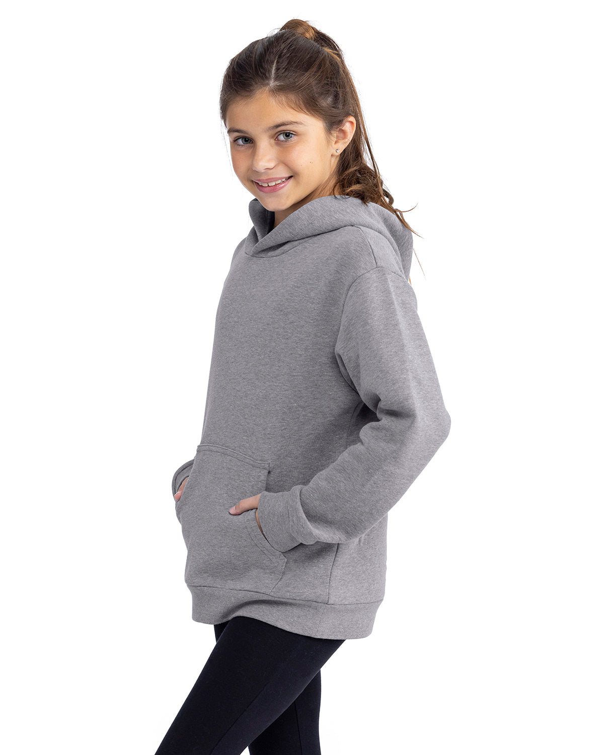 Next Level Apparel Youth Fleece Pullover Hooded Sweatshirt - Side