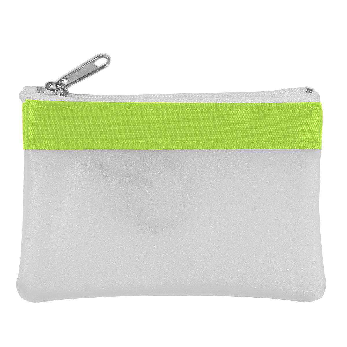 Zippered Coin Pouch - Frost With White & Lime