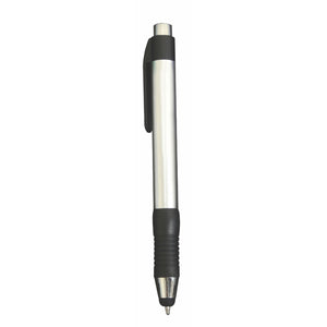 Satellite Plastic Plunger Action Pen with Soft Stylus - CM1128 - Black