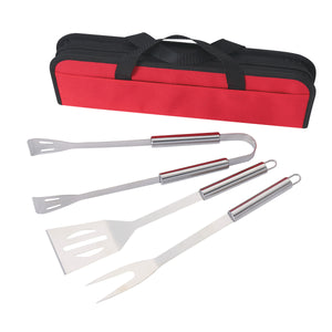 3-Piece BBQ Set In Case - Red