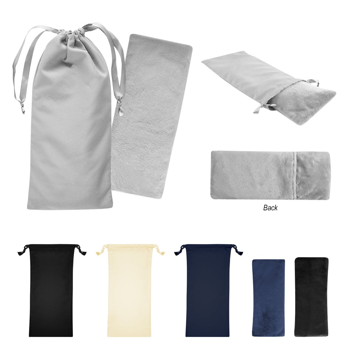 Eye Pillow With Polyester Drawstring Pouch - Black/Natural