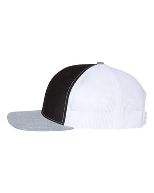 Richardson 112 Adjustable Snapback Trucker Cap - Black And White With Heather Grey