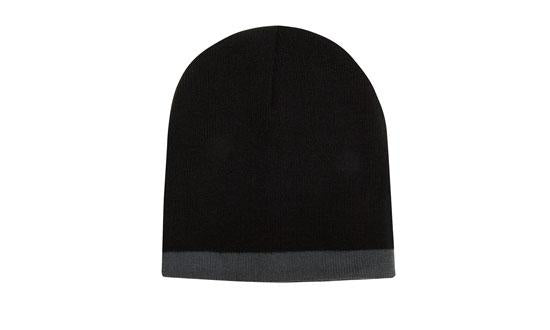 Acrylic 2 Tone Rolled Down Beanie - Custom Embroidered -