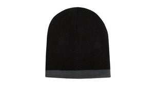 Acrylic 2 Tone Rolled Down Beanie - Custom Embroidered -