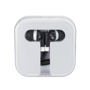 Ear Buds In Compact Case - Black With White