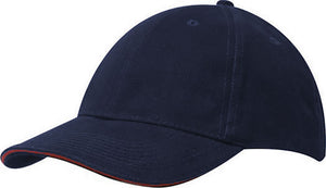 Mediumweight Sandwich Trim Cap - Custom Embroidered - Navy With Red