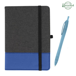 rPET Journal With Pen - Charcoal With  Royal/Translucent Teal