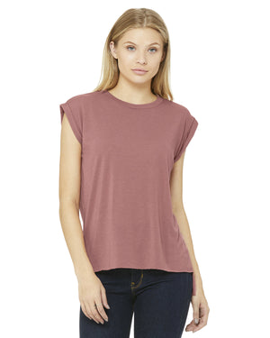 Bella + Canvas Ladies' Flowy Muscle T-Shirt with Rolled Cuff