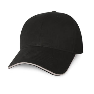 Constructed Mid Weight Brushed Cotton Twill Sandwich Cap - Black With Stone