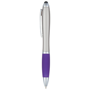 Satin Stylus Pen - Silver With Purple