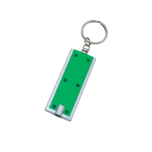 Rectangular LED Key Chain - Green With Silver