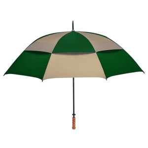 68" Arc Vented, Windproof Umbrella - Khaki With Forest Green