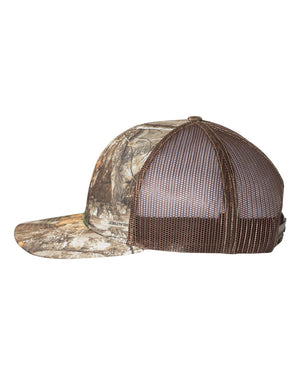 Richardson 112P Patterned Snapback Trucker Cap - Realtree Edge With Brown