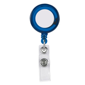 Retractable Badge Holder With Laminated Label - Indigo