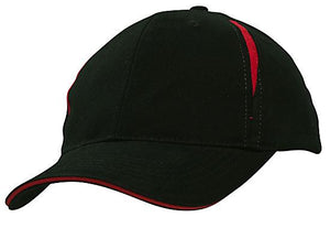 6 Panel BHC Cap with Crown Inserts-Sandwich - Custom Embroidered - HP_4092 - Black with Red