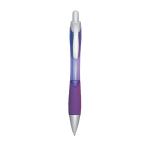 Rio Ballpoint Pen With Contoured Rubber Grip - Translucent Purple