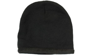 Acrylic-Polar Fleece Lined Beanie - Custom Embroidered - HP_4253 - Black