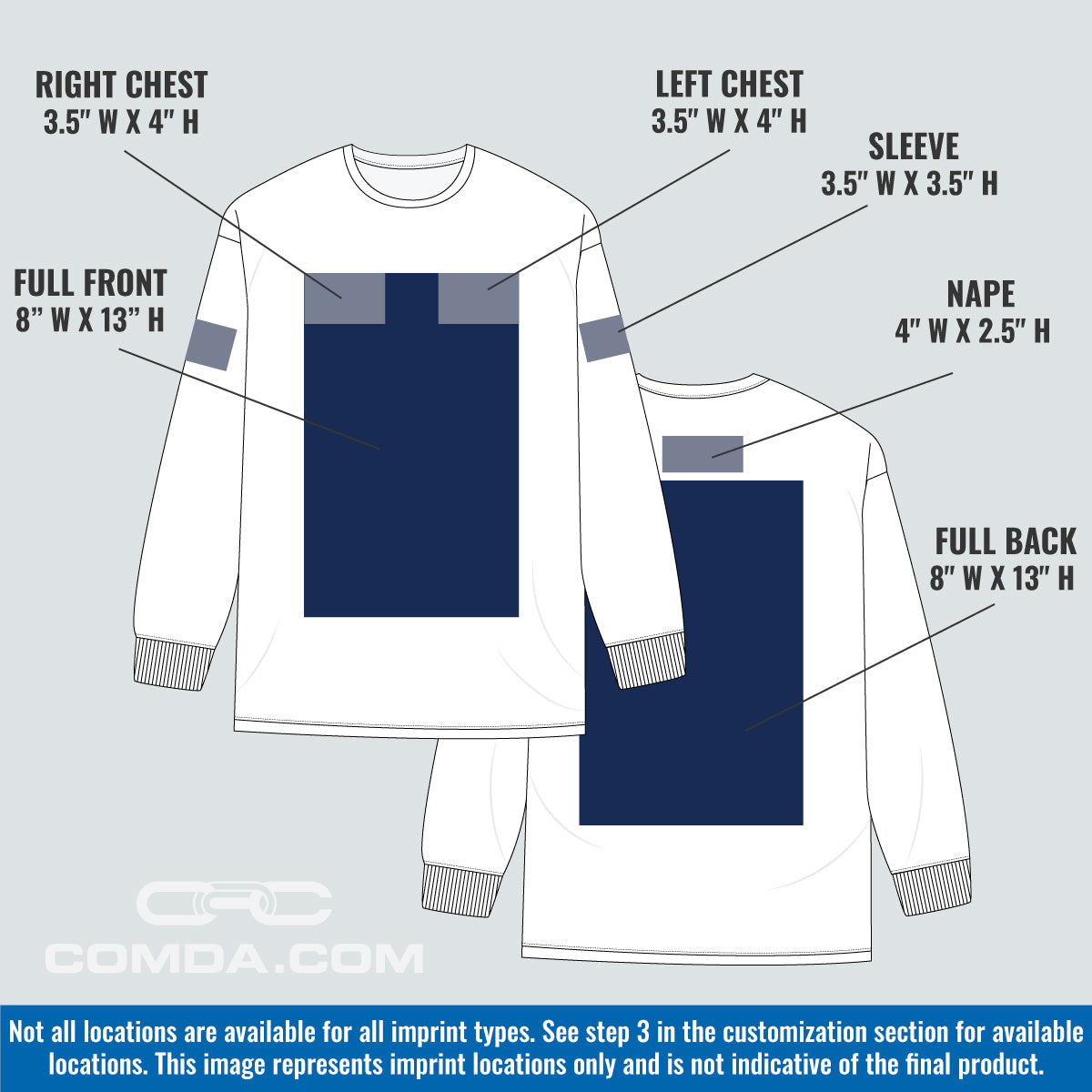 Long Sleeve Shirt Imprint Locations